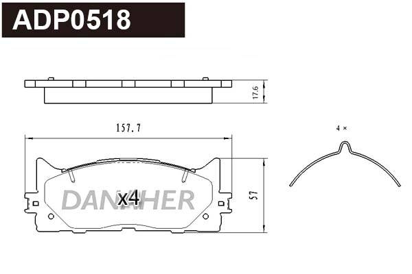 ADP0518 DANAHER Комплект тормозных колодок, дисковый тормоз (фото 1)