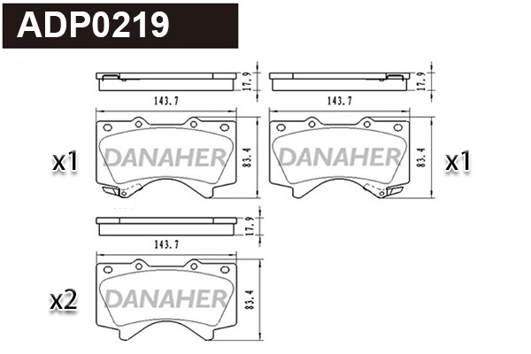 ADP0219 DANAHER Комплект тормозных колодок, дисковый тормоз (фото 1)