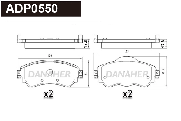 ADP0550 DANAHER Комплект тормозных колодок, дисковый тормоз (фото 1)