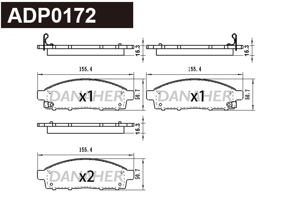 ADP0172 DANAHER Комплект тормозных колодок, дисковый тормоз (фото 1)