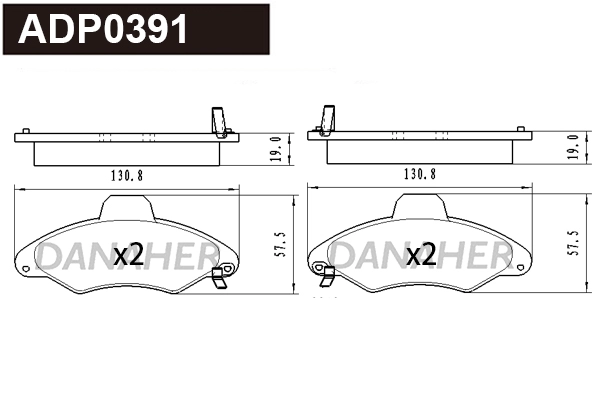 ADP0391 DANAHER Комплект тормозных колодок, дисковый тормоз (фото 1)