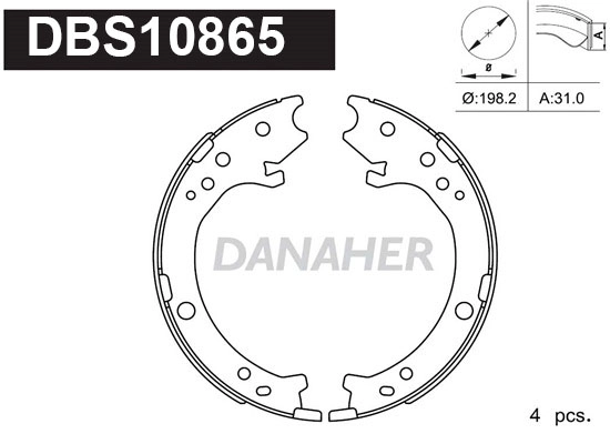 DBS10865 DANAHER Комплект тормозных колодок, стояночная тормозная система (фото 1)