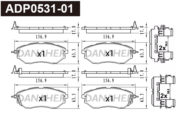 ADP0531-01 DANAHER Комплект тормозных колодок, дисковый тормоз (фото 1)