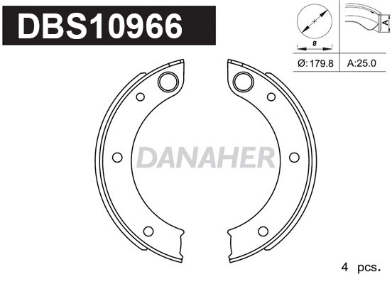 DBS10966 DANAHER Комплект тормозных колодок, стояночная тормозная система (фото 1)