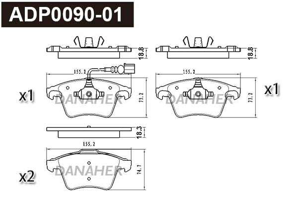 ADP0090-01 DANAHER Комплект тормозных колодок, дисковый тормоз (фото 1)