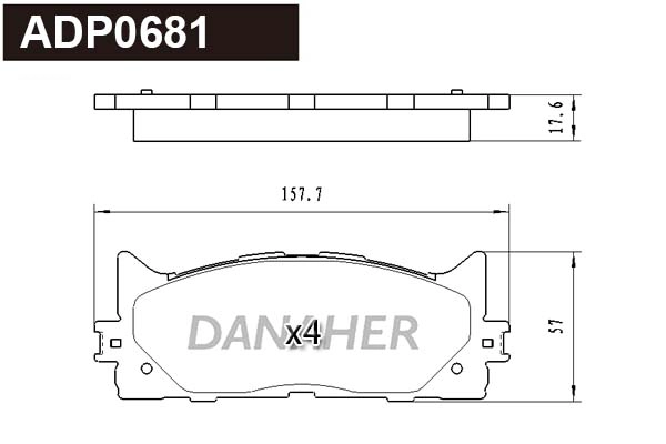 ADP0681 DANAHER Комплект тормозных колодок, дисковый тормоз (фото 1)