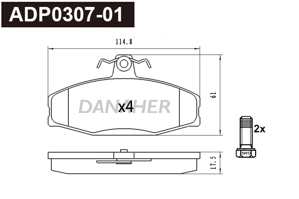 ADP0307-01 DANAHER Комплект тормозных колодок, дисковый тормоз (фото 1)