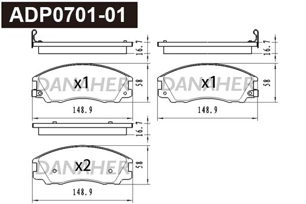 ADP0701-01 DANAHER Комплект тормозных колодок, дисковый тормоз (фото 1)