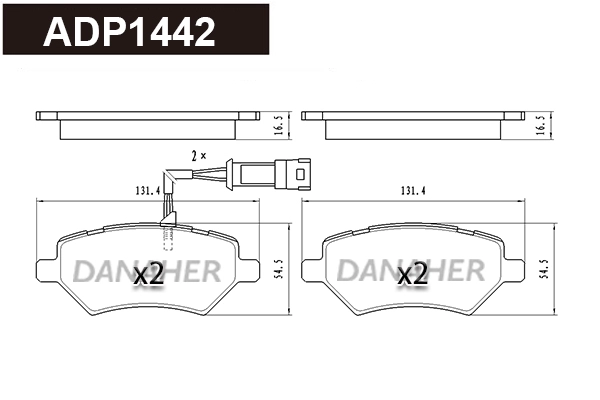 ADP1442 DANAHER Комплект тормозных колодок, дисковый тормоз (фото 1)