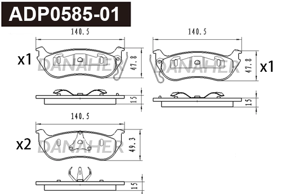 ADP0585-01 DANAHER Комплект тормозных колодок, дисковый тормоз (фото 1)