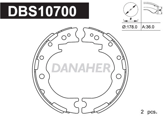 DBS10700 DANAHER Комплект тормозных колодок, стояночная тормозная система (фото 1)