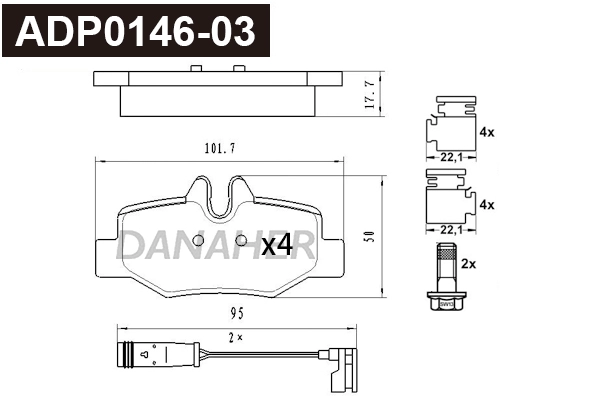 ADP0146-03 DANAHER Комплект тормозных колодок, дисковый тормоз (фото 1)