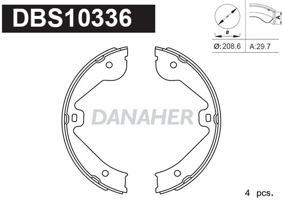 DBS10336 DANAHER Комплект тормозных колодок, стояночная тормозная система (фото 1)