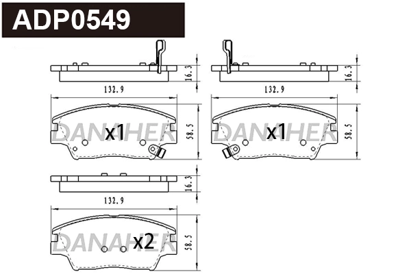 ADP0549 DANAHER Комплект тормозных колодок, дисковый тормоз (фото 1)