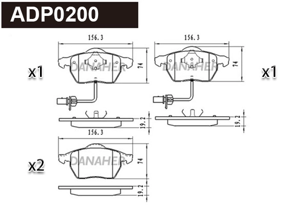 ADP0200 DANAHER Комплект тормозных колодок, дисковый тормоз (фото 1)