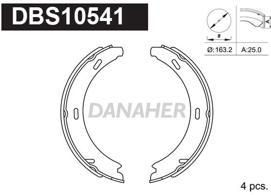 DBS10541 DANAHER Комплект тормозных колодок, стояночная тормозная система (фото 1)