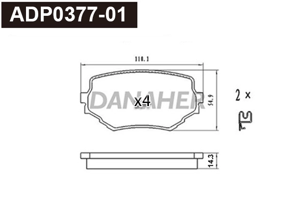 ADP0377-01 DANAHER Комплект тормозных колодок, дисковый тормоз (фото 1)