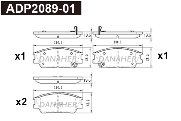 ADP2089-01 DANAHER Комплект тормозных колодок, дисковый тормоз (фото 1)