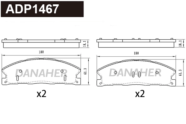 ADP1467 DANAHER Комплект тормозных колодок, дисковый тормоз (фото 1)