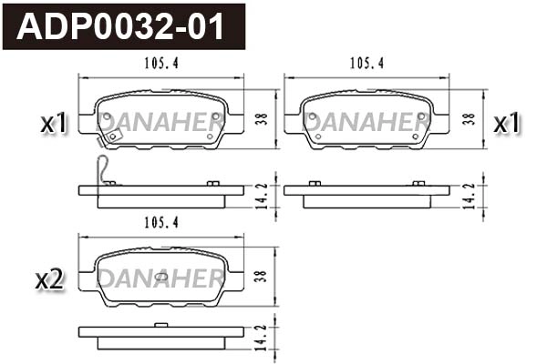 ADP0032-01 DANAHER Комплект тормозных колодок, дисковый тормоз (фото 1)