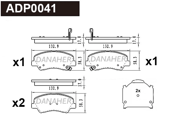 ADP0041 DANAHER Комплект тормозных колодок, дисковый тормоз (фото 1)