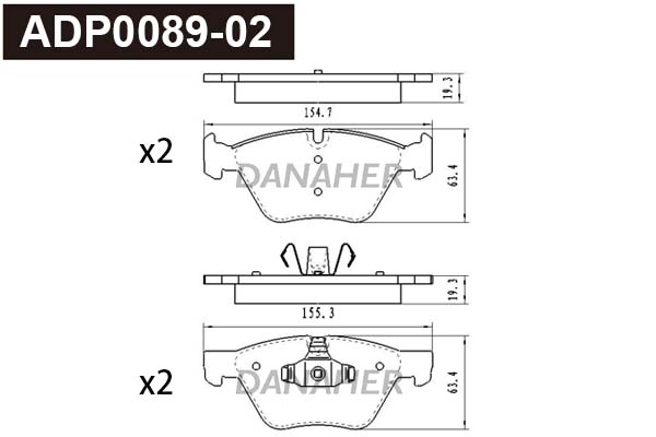 ADP0089-02 DANAHER Комплект тормозных колодок, дисковый тормоз (фото 1)