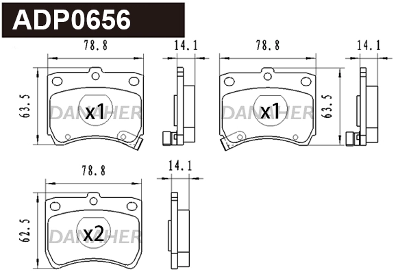 ADP0656 DANAHER Комплект тормозных колодок, дисковый тормоз (фото 1)