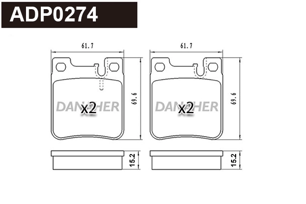 ADP0274 DANAHER Комплект тормозных колодок, дисковый тормоз (фото 1)