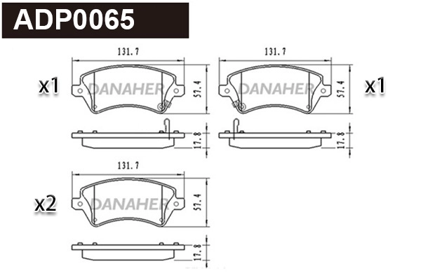 ADP0065 DANAHER Комплект тормозных колодок, дисковый тормоз (фото 1)