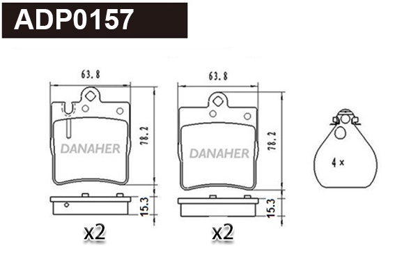 ADP0157 DANAHER Комплект тормозных колодок, дисковый тормоз (фото 1)