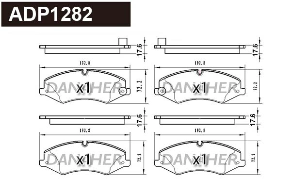 ADP1282 DANAHER Комплект тормозных колодок, дисковый тормоз (фото 1)