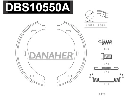 DBS10550A DANAHER Комплект тормозных колодок, стояночная тормозная система (фото 1)