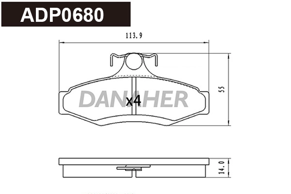 ADP0680 DANAHER Комплект тормозных колодок, дисковый тормоз (фото 1)