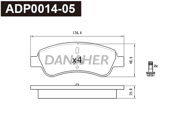 ADP0014-05 DANAHER Комплект тормозных колодок, дисковый тормоз (фото 1)