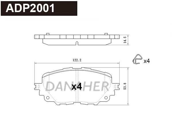 ADP2001 DANAHER Комплект тормозных колодок, дисковый тормоз (фото 1)