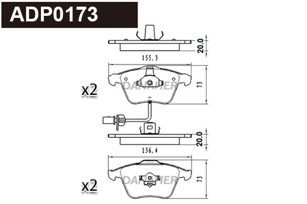 ADP0173 DANAHER Комплект тормозных колодок, дисковый тормоз (фото 1)