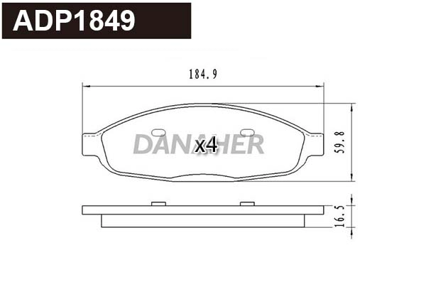 ADP1849 DANAHER Комплект тормозных колодок, дисковый тормоз (фото 1)