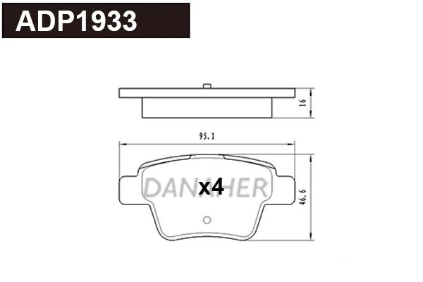 ADP1933 DANAHER Комплект тормозных колодок, дисковый тормоз (фото 1)