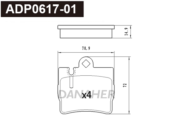 ADP0617-01 DANAHER Комплект тормозных колодок, дисковый тормоз (фото 1)