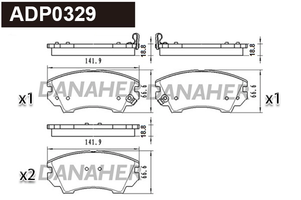 ADP0329 DANAHER Комплект тормозных колодок, дисковый тормоз (фото 1)