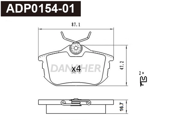 ADP0154-01 DANAHER Комплект тормозных колодок, дисковый тормоз (фото 1)