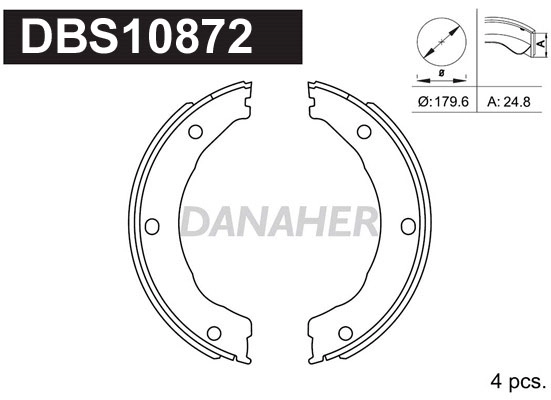DBS10872 DANAHER Комплект тормозных колодок, стояночная тормозная система (фото 1)