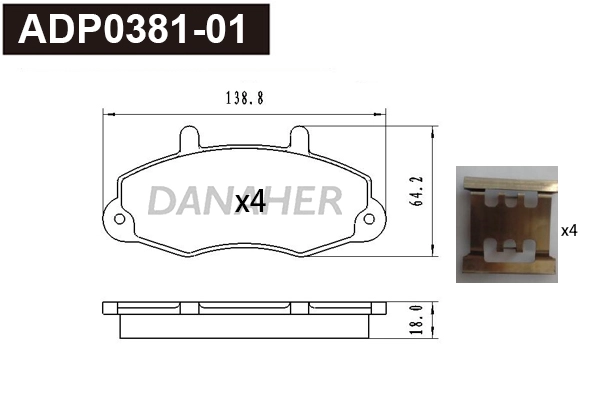 ADP0381-01 DANAHER Комплект тормозных колодок, дисковый тормоз (фото 1)