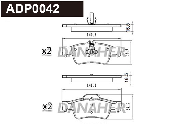 ADP0042 DANAHER Комплект тормозных колодок, дисковый тормоз (фото 1)