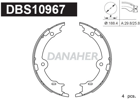 DBS10967 DANAHER Комплект тормозных колодок, стояночная тормозная система (фото 1)