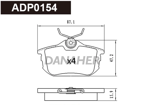 ADP0154 DANAHER Комплект тормозных колодок, дисковый тормоз (фото 1)