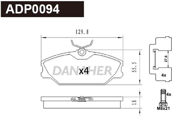 ADP0094 DANAHER Комплект тормозных колодок, дисковый тормоз (фото 1)