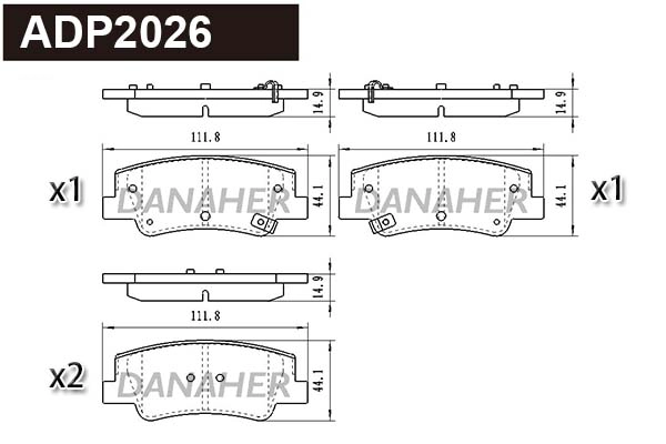 ADP2026 DANAHER Комплект тормозных колодок, дисковый тормоз (фото 1)