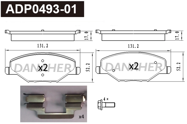 ADP0493-01 DANAHER Комплект тормозных колодок, дисковый тормоз (фото 1)