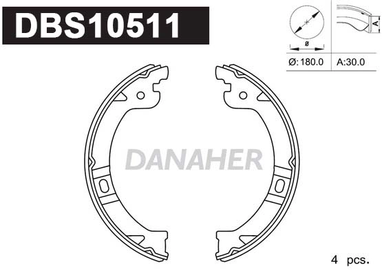 DBS10511 DANAHER Комплект тормозных колодок, стояночная тормозная система (фото 1)